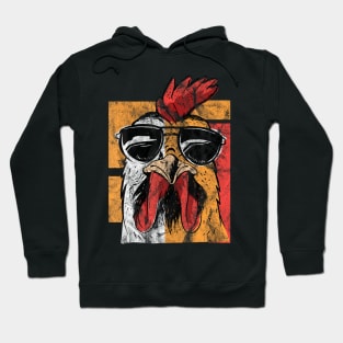 Cool Rooster Wearing Sunglasses Retro Vintage Chicken Hoodie